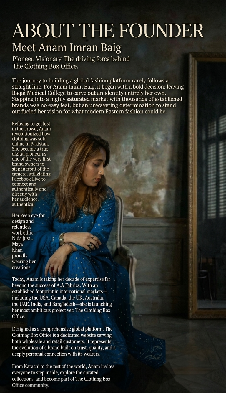 Anam Imran Baig, founder of The Clothing Box Office